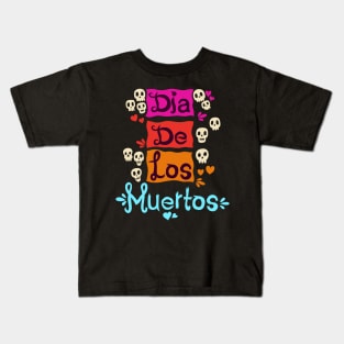 Cute Skulls- Dia De Los Muertos -Colorful Sugar Skull Kids T-Shirt